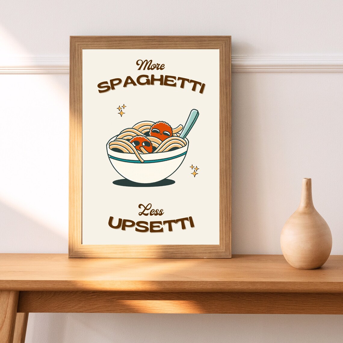 More Spaghetti Less Upsetti Retro Kitchen Art Print - Image 2