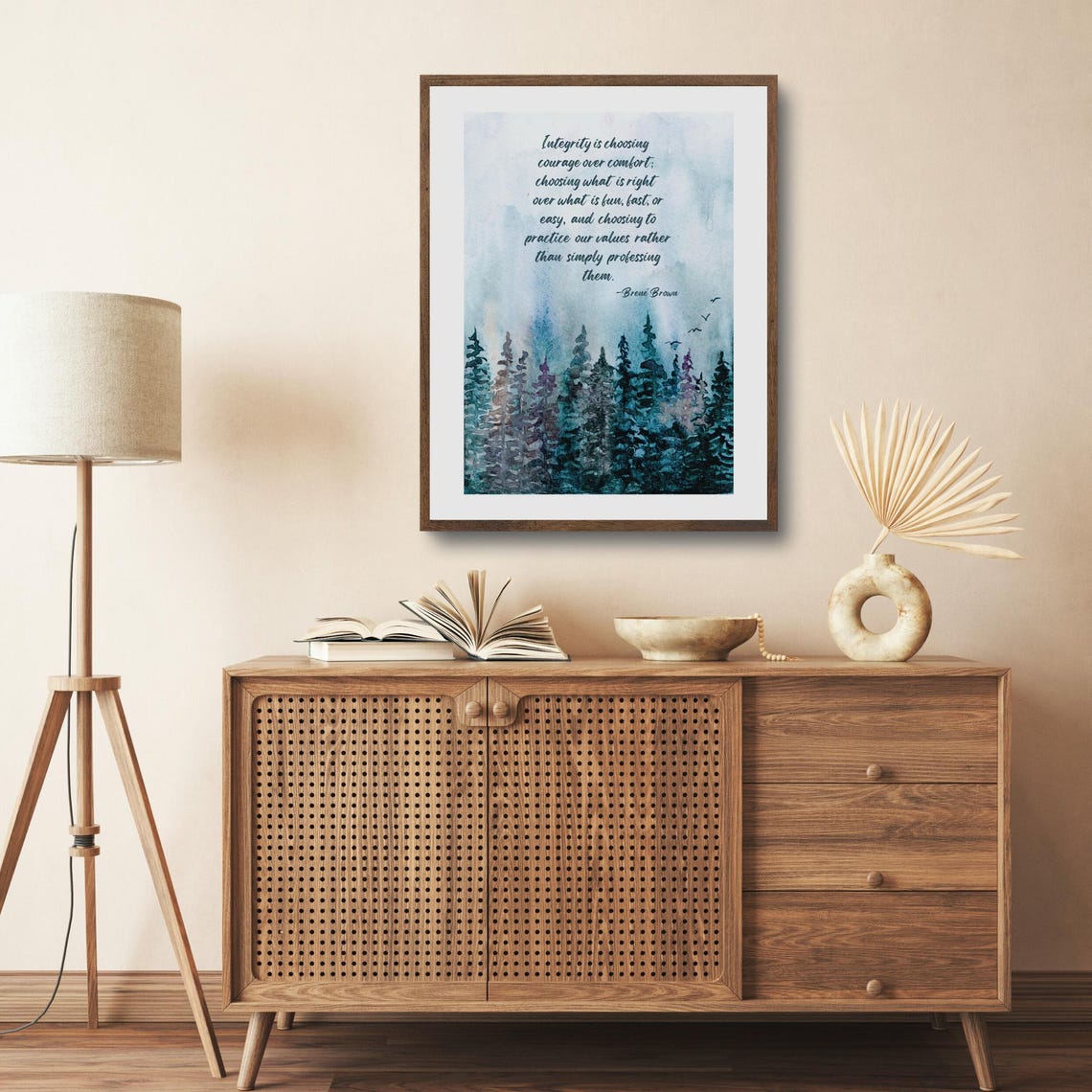 Brene Brown Integrity Courage Over Comfort Watercolor Forest Poster - Image 5