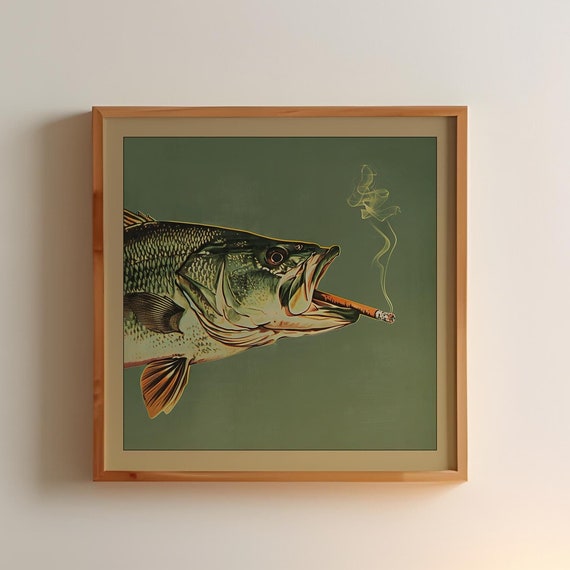 Bass Smoking A Cigarette Vintage Retro Art Print