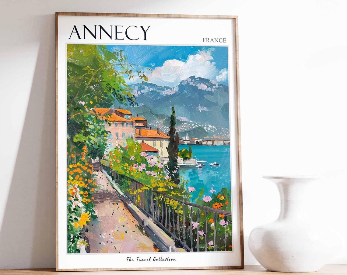 Annecy Poster France Travel Print French Decor Europe Travel Poster Annecy Wall Art European Decor Annecy Gift Annecy Travel Poster