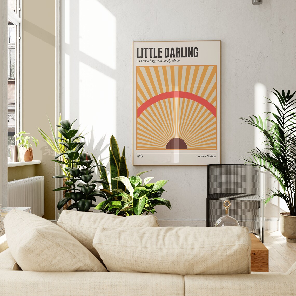 Here Comes The Sun 70s Lyrics Retro Quote Art Print - Image 3