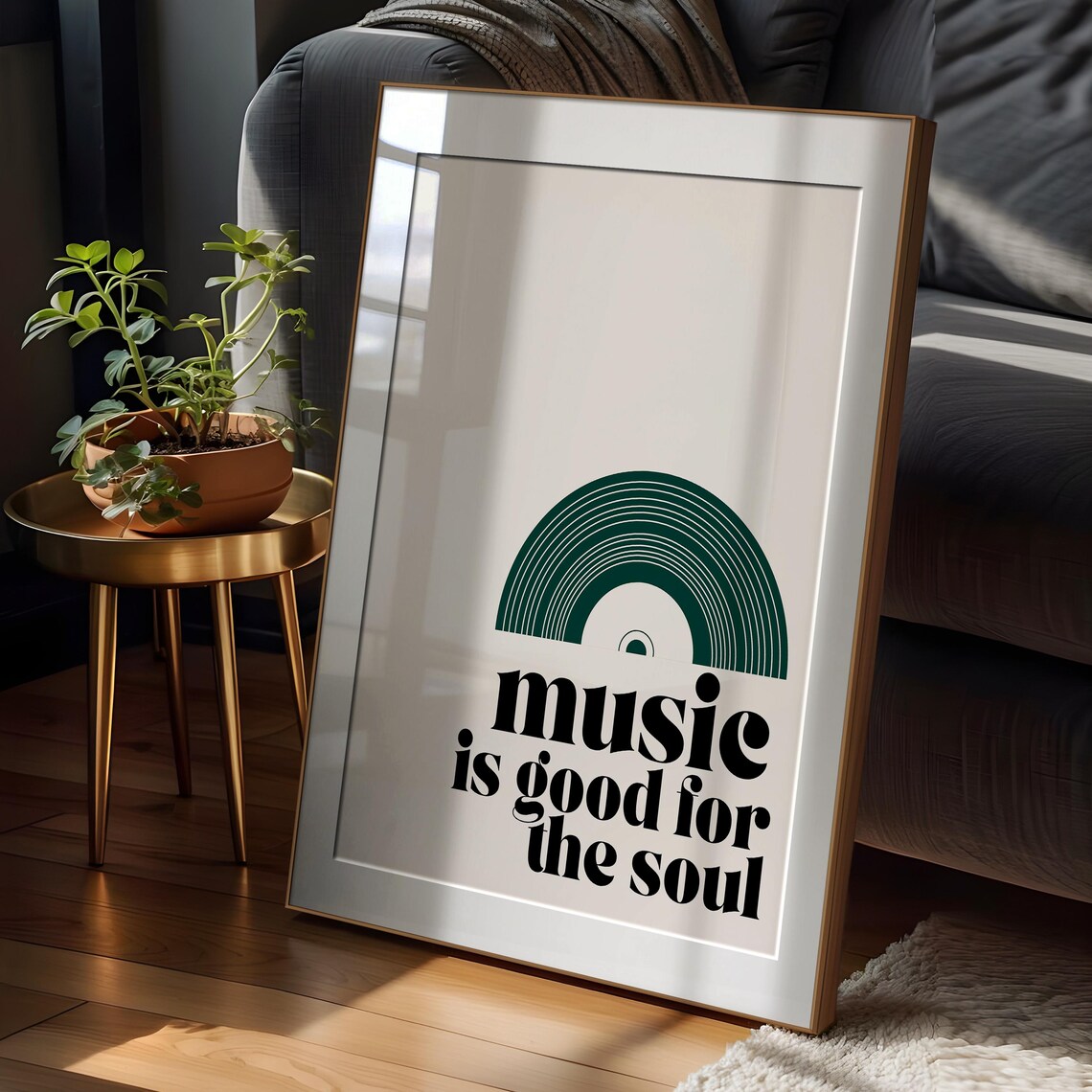 Music Is Good for the Soul Green Retro Vinyl Record Wall Art - Image 2