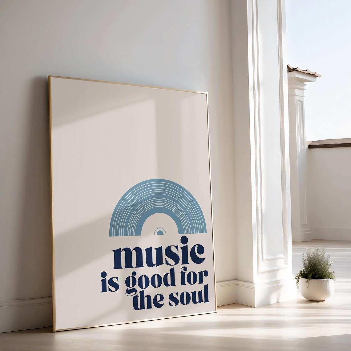 Retro Music Is Good for the Soul Blue Vinyl Record Lyric Poster - Image 3