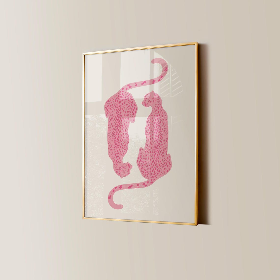 Two Pink Cheetahs Minimalist Wildlife Poster for Dorms and Bedrooms - Image 3