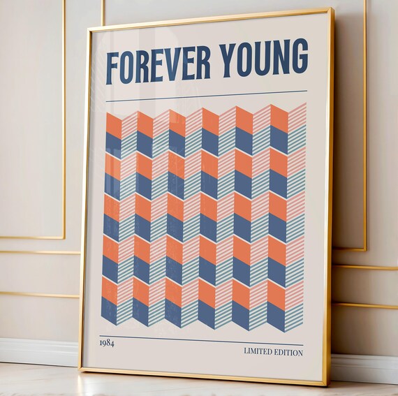 Alphaville Forever Young 1984 Retro Geometric Song Lyric Limited Edition Poster