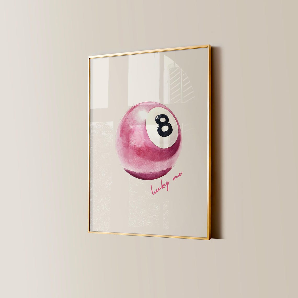 8 Pool Ball Pink Lucky Me Retro Poster - Image 4