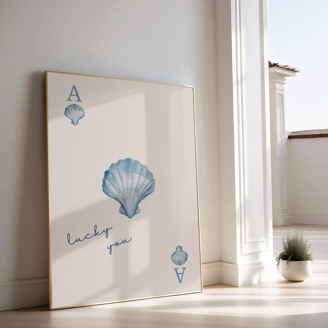 Blue Seashell Print, Coastal Beachy Wall Art - Image 2