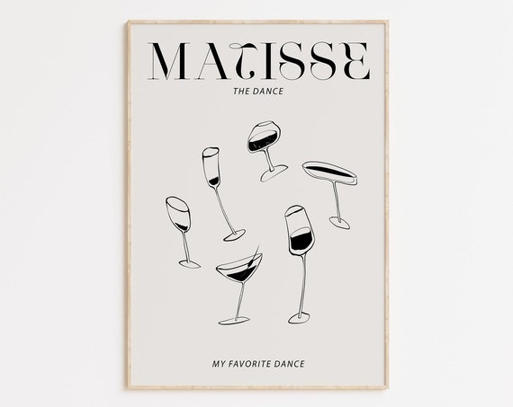 Matisse Cocktail Print Art Retro Bar Cart Decor Alcohol Wall Funky