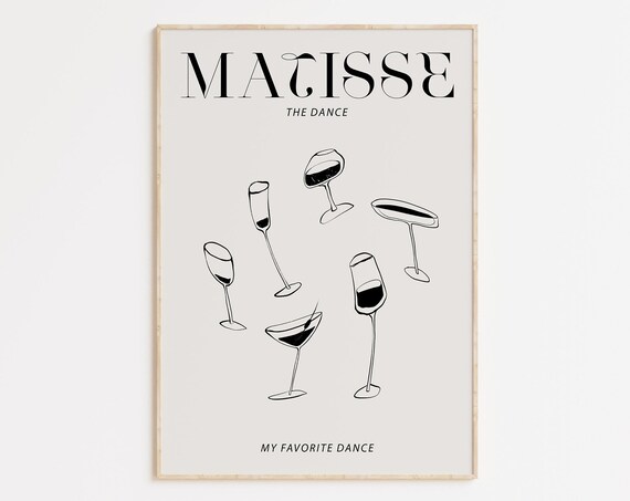 Matisse The Dance Dancing Wine Glasses Minimalist Bar Art Poster