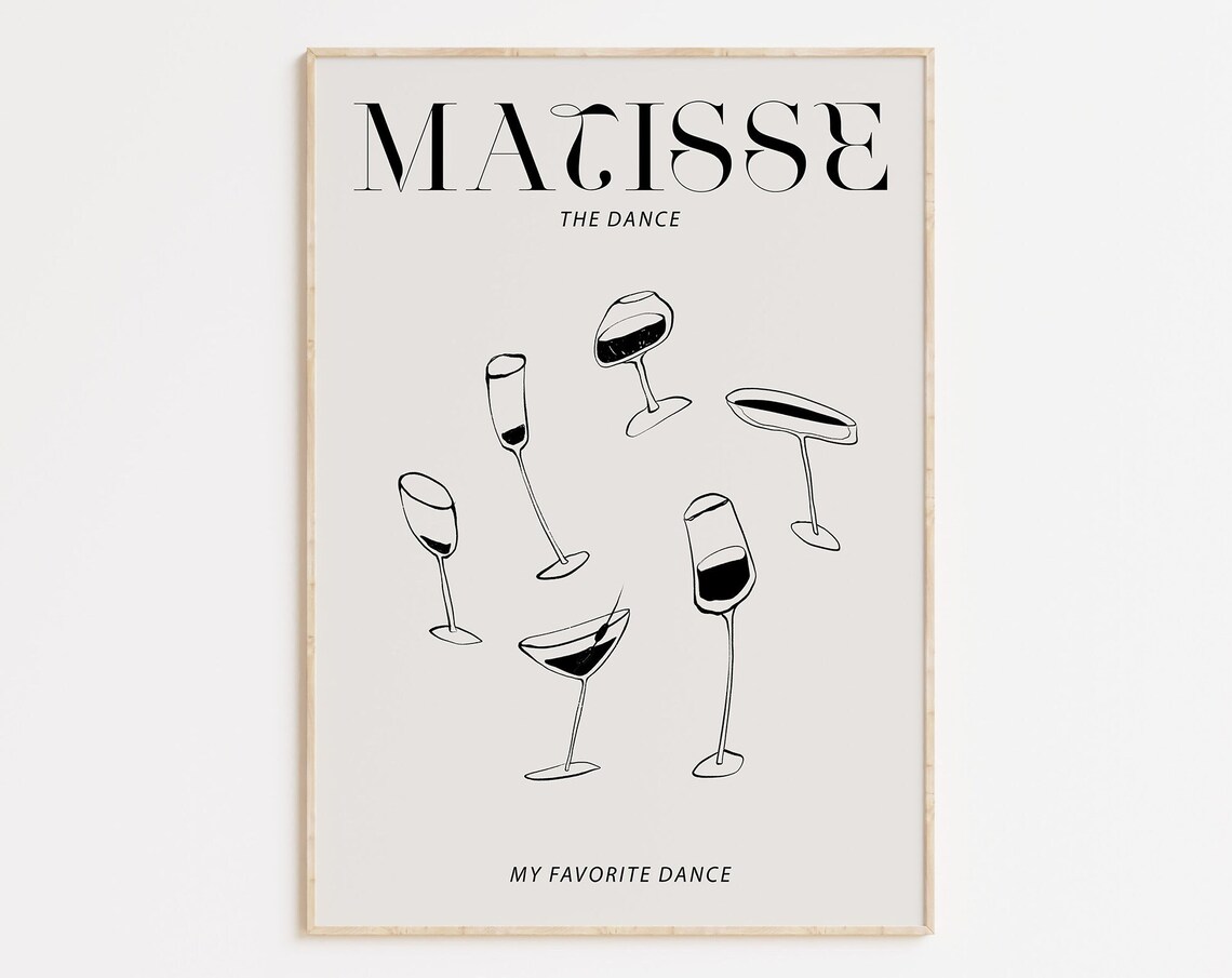 Matisse The Dance Dancing Wine Glasses Minimalist Bar Art Poster