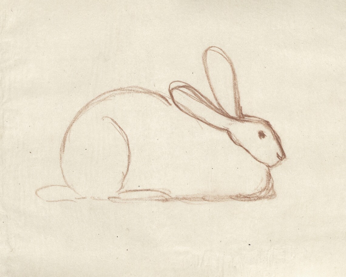 Vintage Rabbit One-Line Drawing Art Print, Minimalist - Image 2