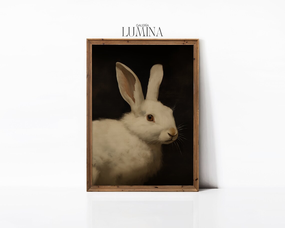 White Rabbit Rustic Farmhouse Easter Art Print - Image 3