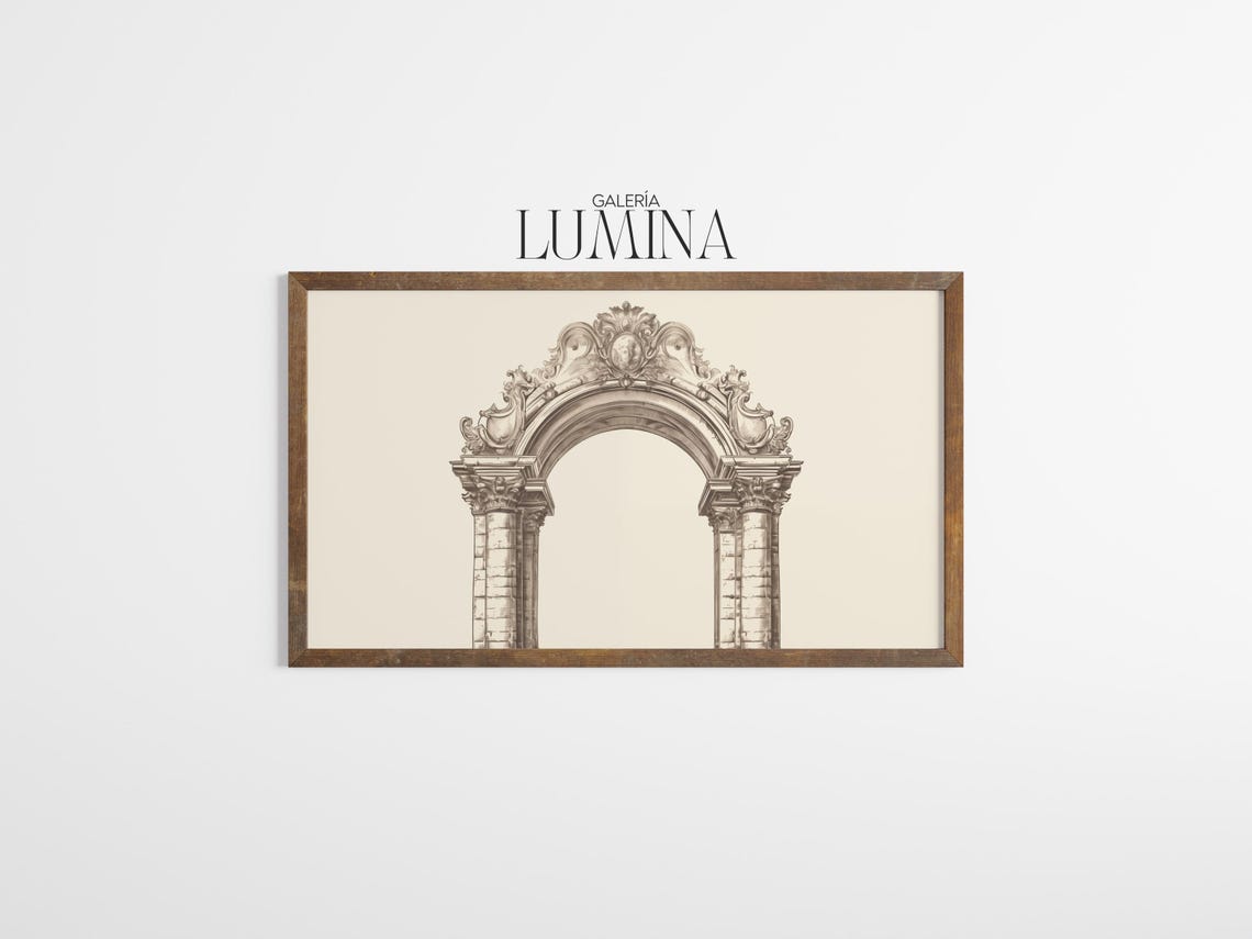 Baroque Stone Arch Triumph Architectural Illustration Poster - Image 3