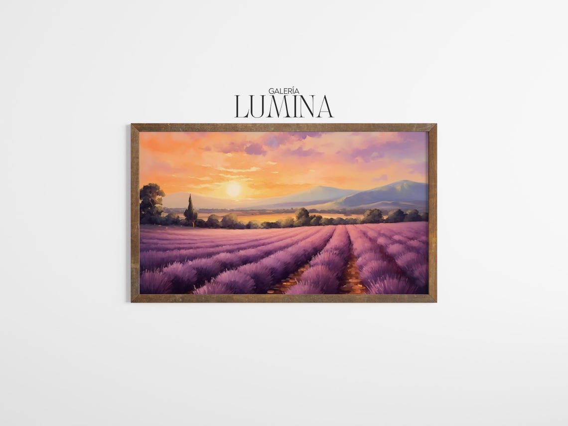 Provence Lavender Field Sunset Purple Landscape France Poster - Image 3