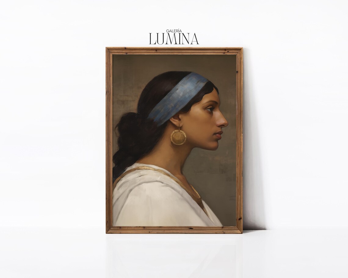 Profile Portrait of a Woman in Egyptian Style With Gold Earring Poster - Image 3
