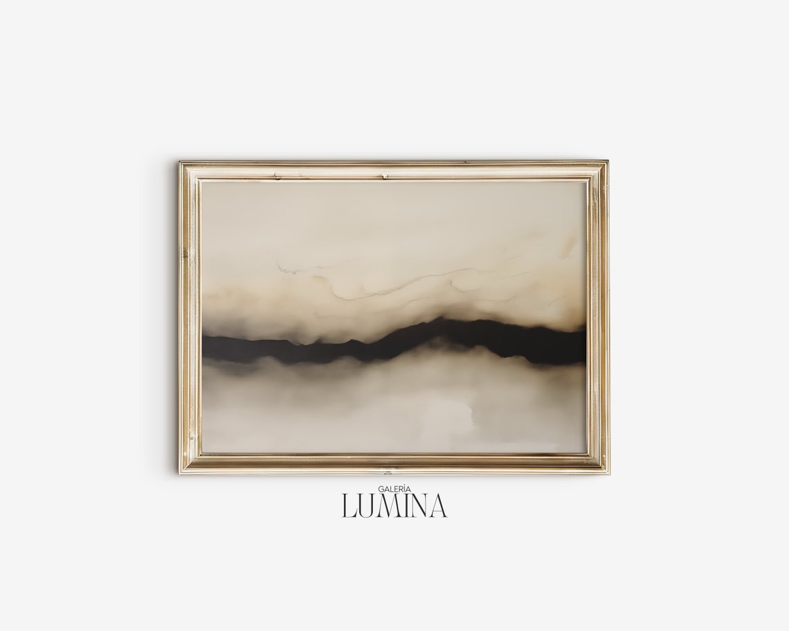 Japanese Ink Wash Abstract Mist Painting Deep Neutral Seascape Poster - Image 2