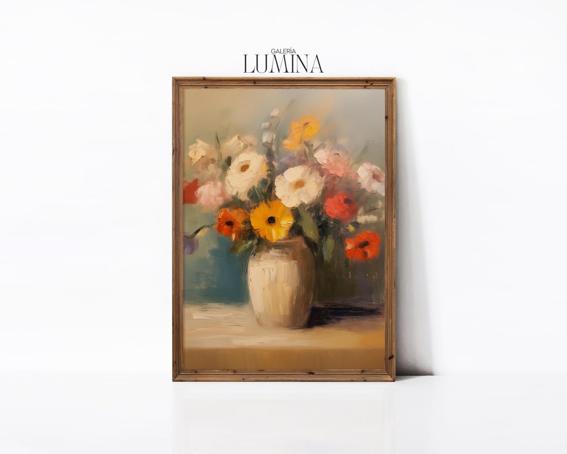 Colorful Flower Bouquet in Vase Impressionist Still Life Poster - Image 2