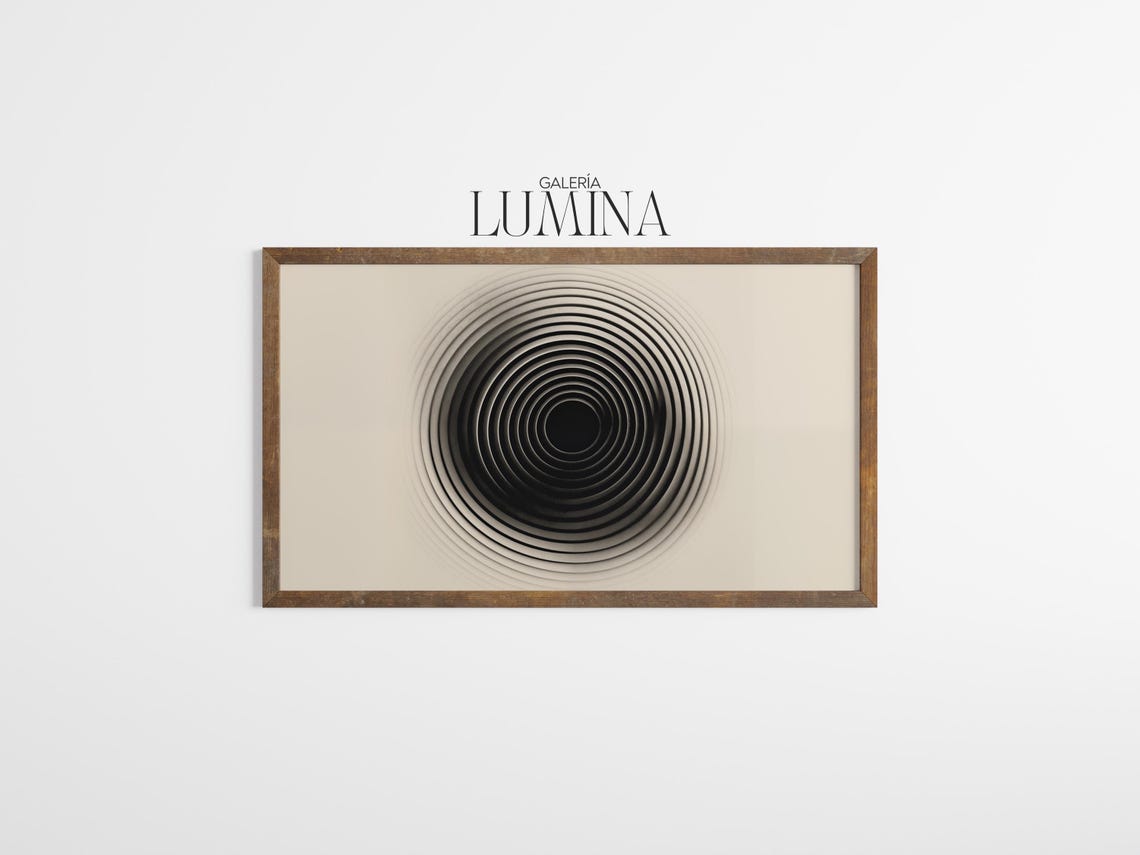 Minimalist Black White Circle Drawing Abstract Circle Original Artwork Monochrome Geometric Print Art Frame Tv Art 840 - Image 3