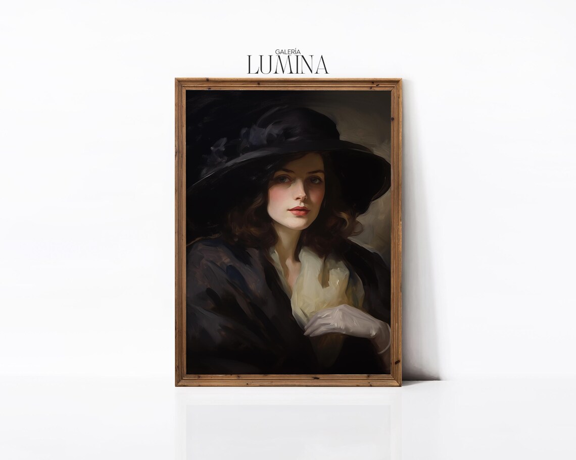 Victorian Woman Portrait, Moody Dark Academia Art Print - Image 3
