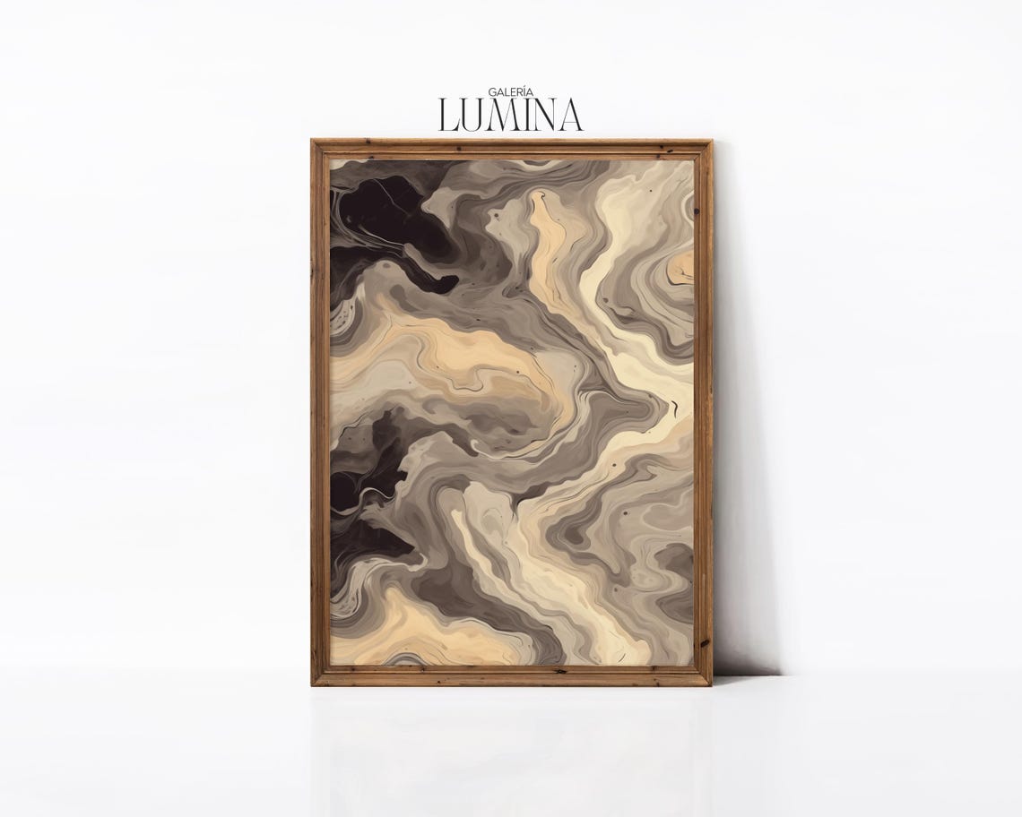 Neutral Beige Gray Marble Swirl Abstract Stone Texture Art Poster - Image 2