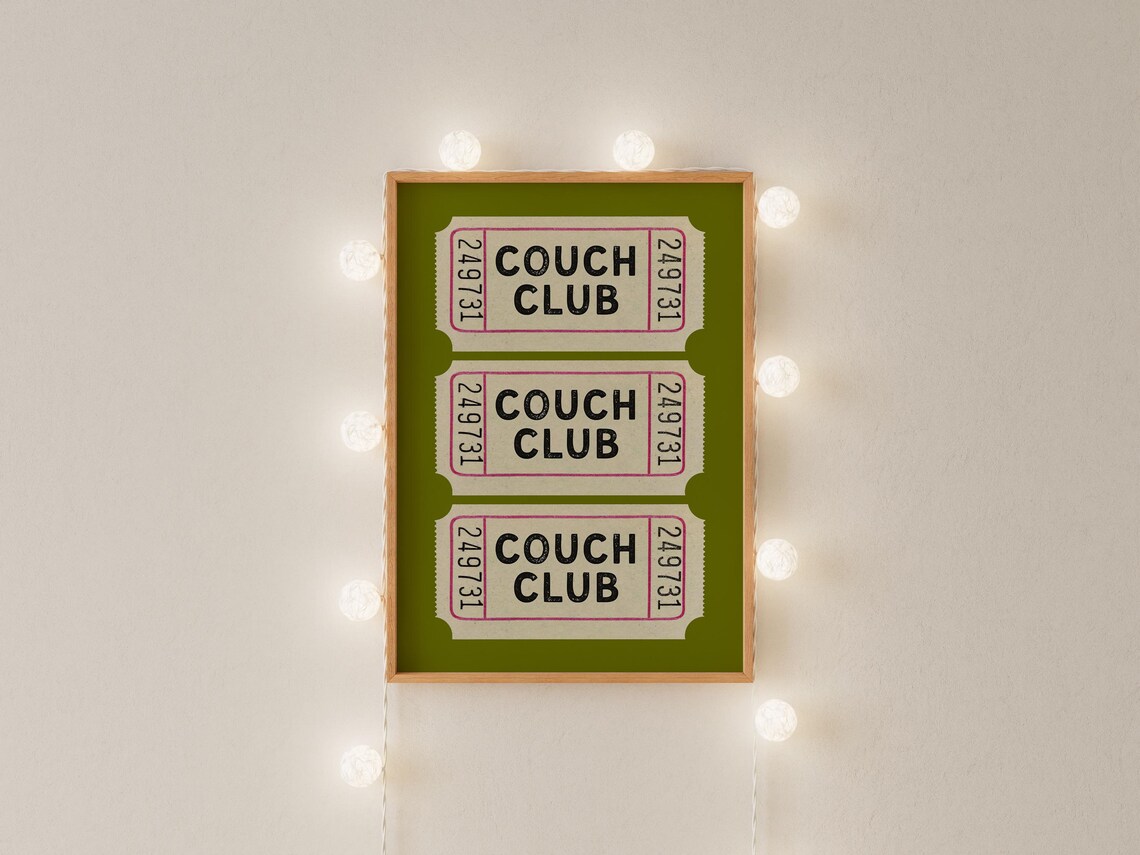 Couch Club Ticket Stub Vintage Poster, Living Room - Image 3