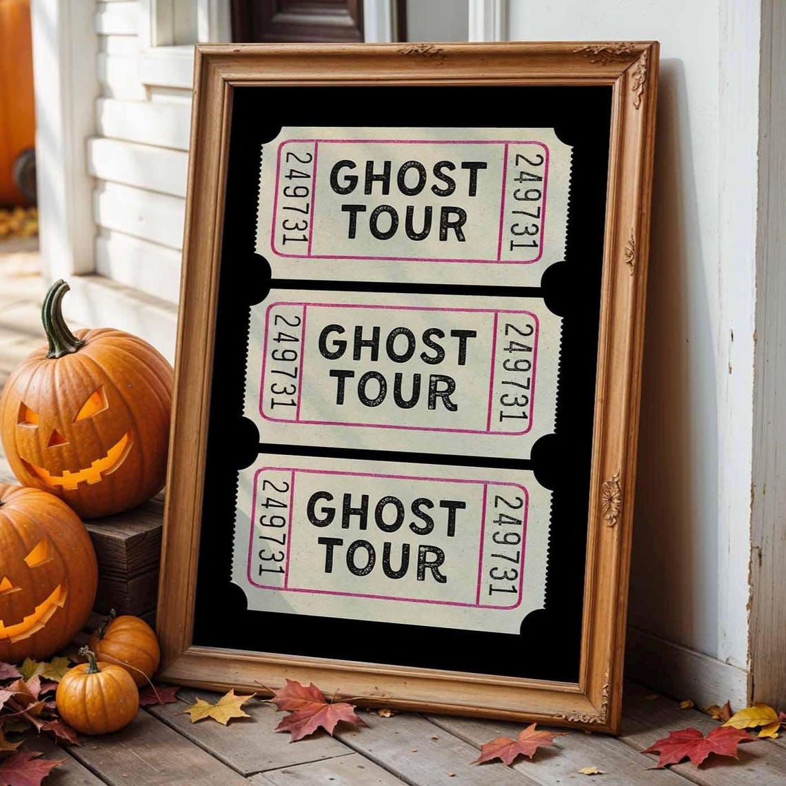 Vintage Tour Ticket Stub Print Spooky Halloween Decor