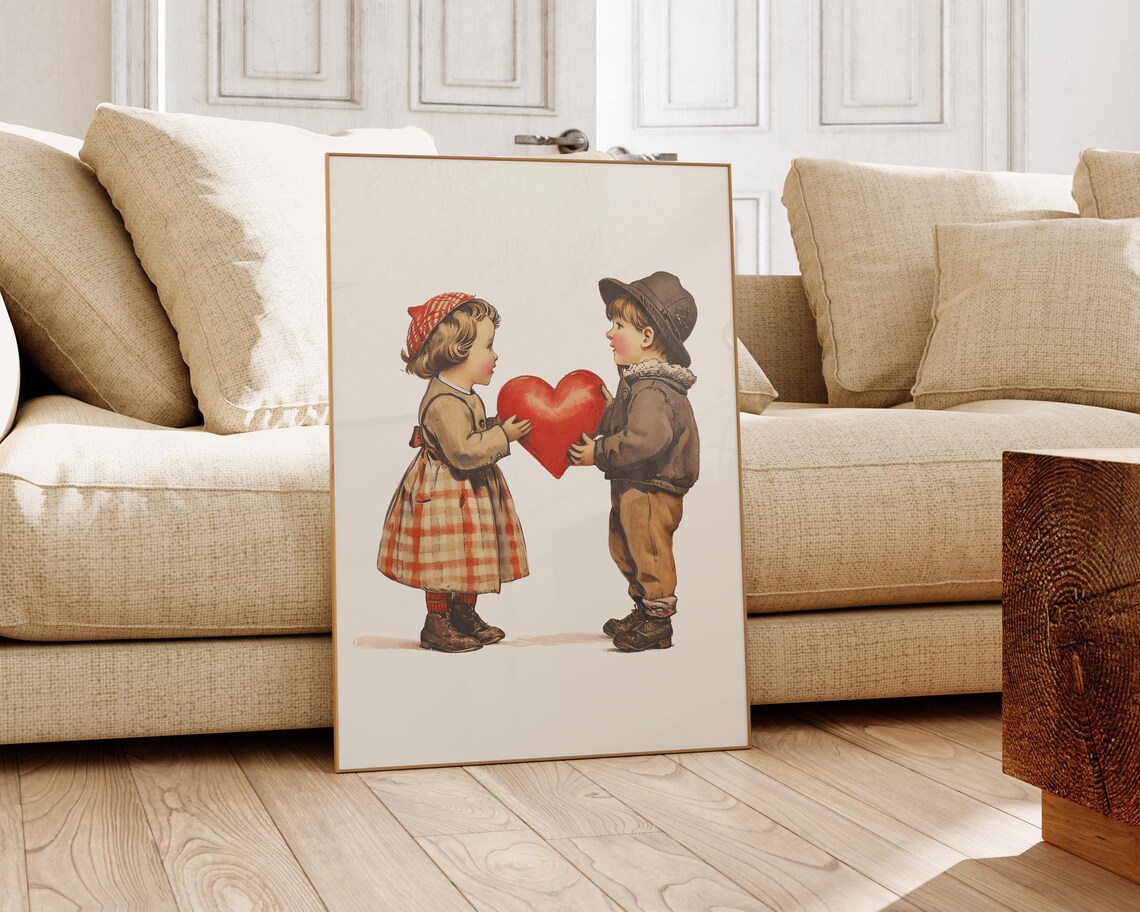Vintage Young Love Valentines Day Minimalist Art Print - Image 3