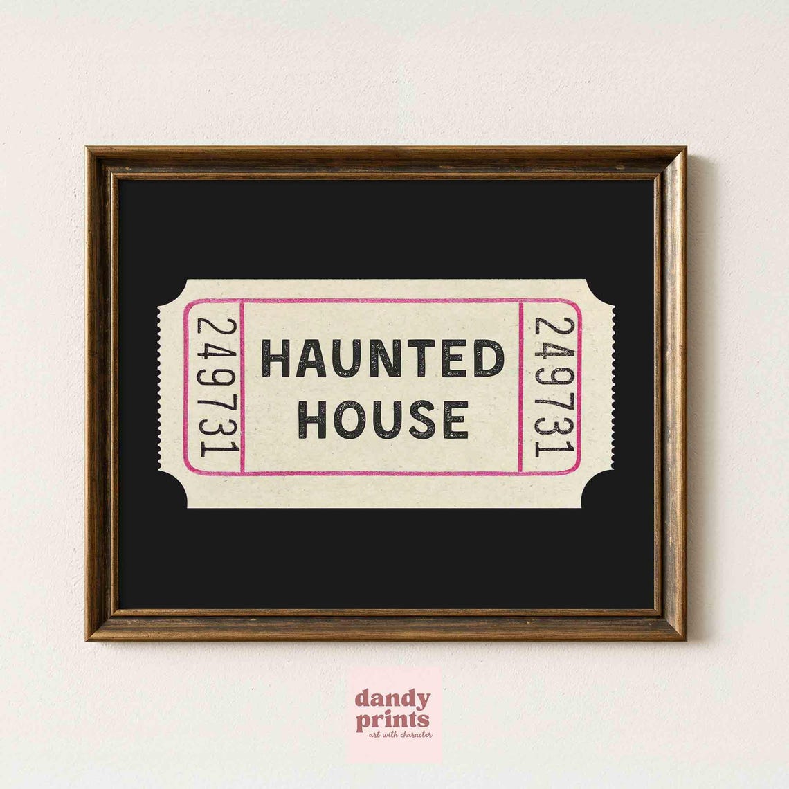 Haunted House Retro Ticket Stub Vintage Halloween Decor Poster