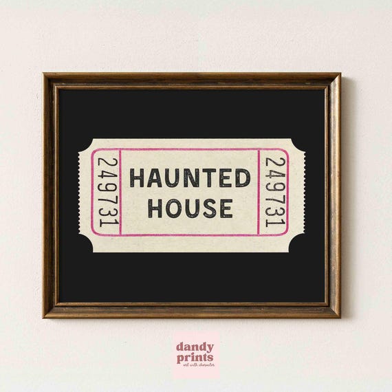 Haunted House Ticket Print Retro Halloween Decor