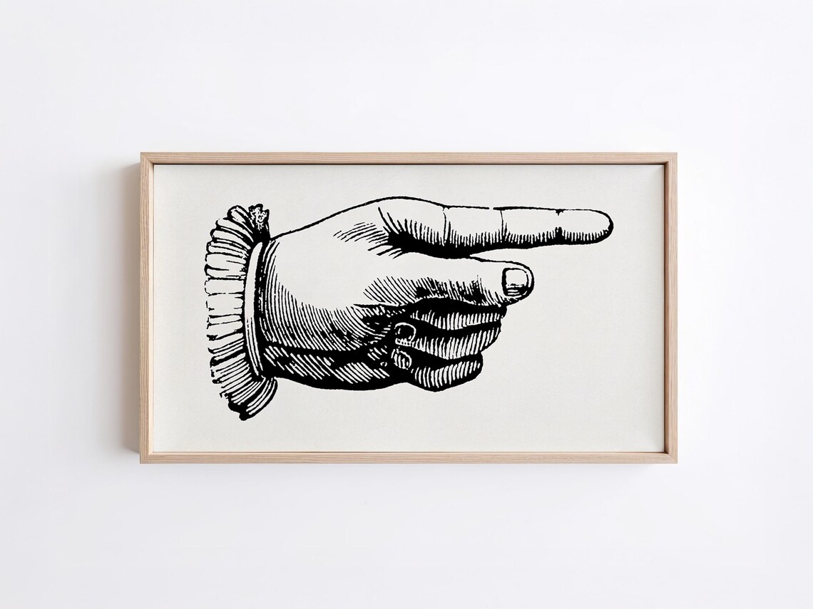 Antique Pointing Hand Engraving Illustration Classic Wall Art