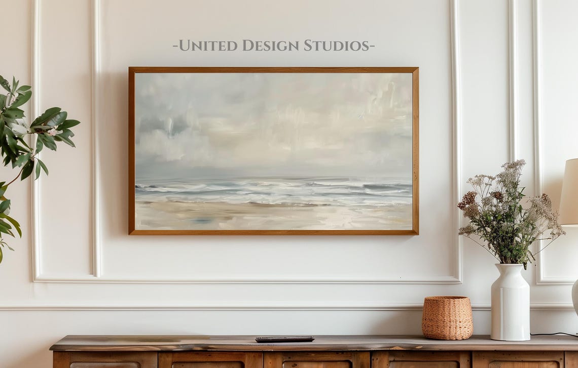 Neutral Beige Beach Waves Soft Summer Coastal Calm Shoreline Poster - Image 4
