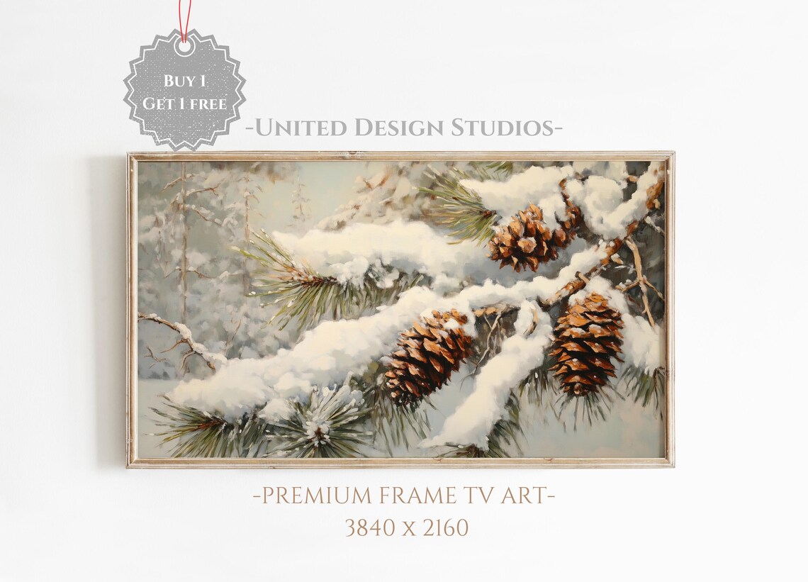 Winter Christmas Tree Pinecone Art Print