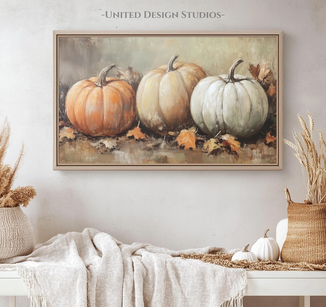 Fall Pumpkin Oil Painting, Autumn Farmhouse Art Print - Image 5