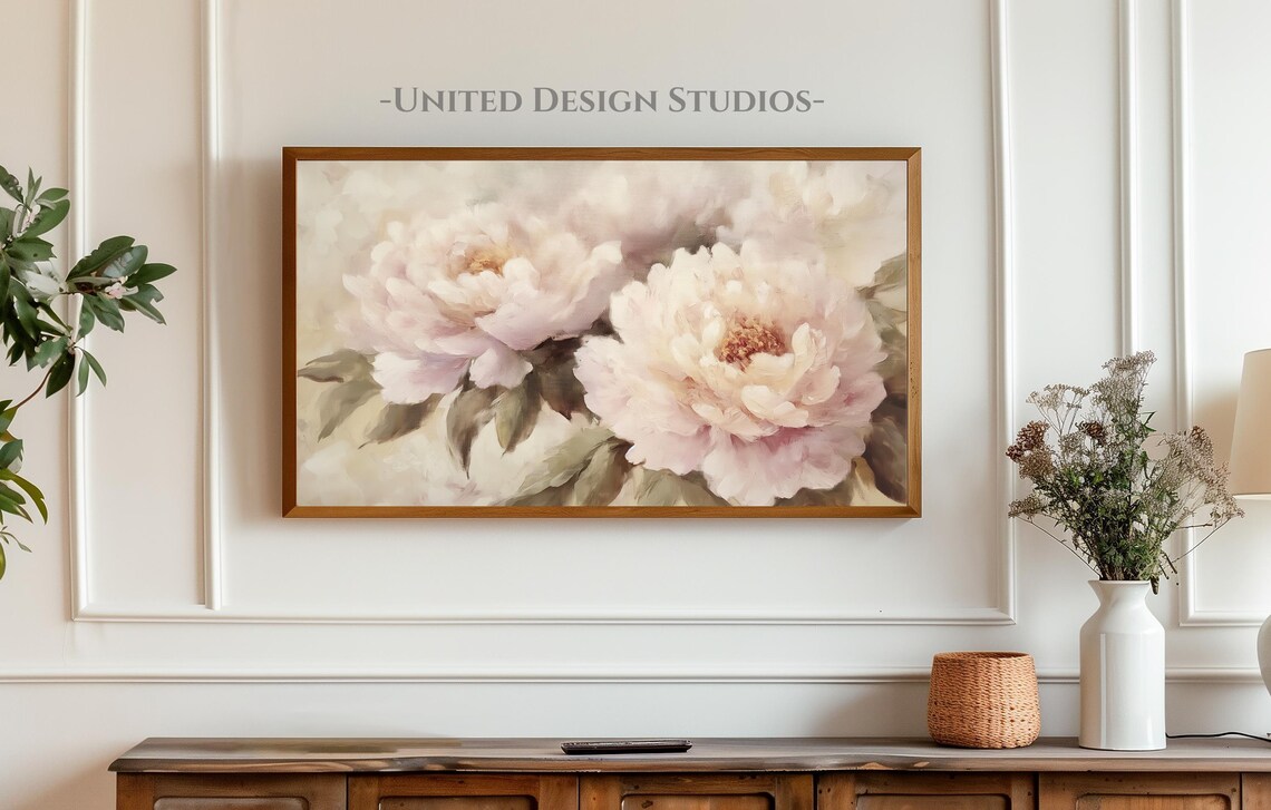 Blush Cream Peonies Soft Neutral Floral Oil Painting Art Poster - Image 4