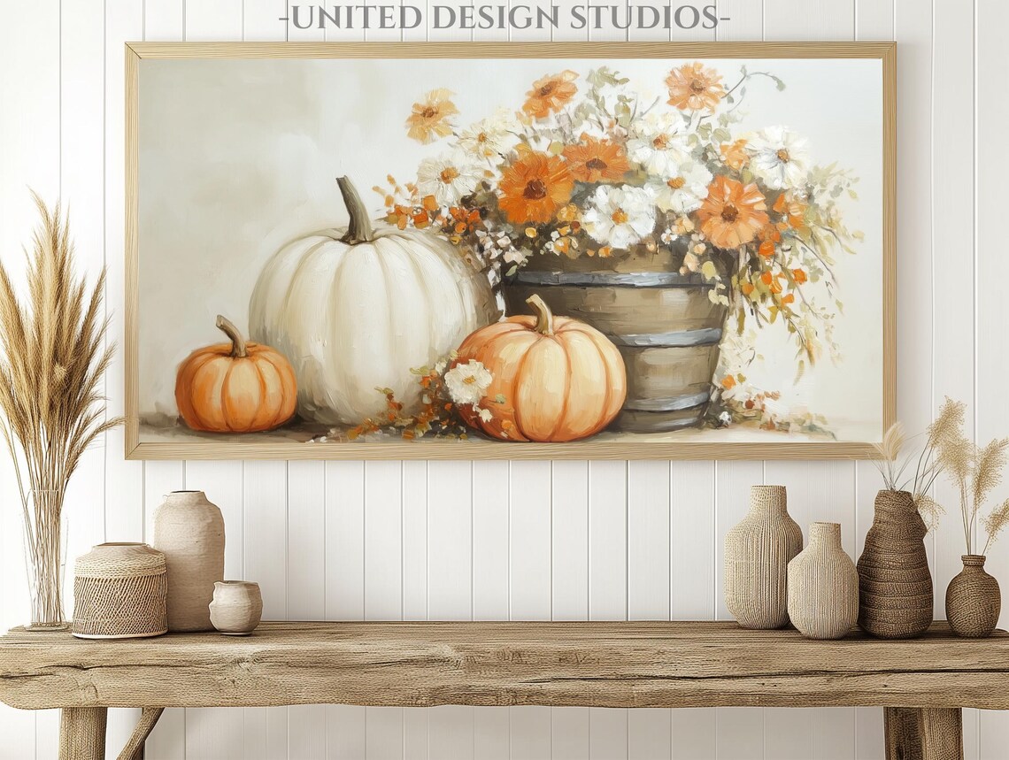 Fall Pumpkins Painting, Autumn Farmhouse Art Print - Image 2