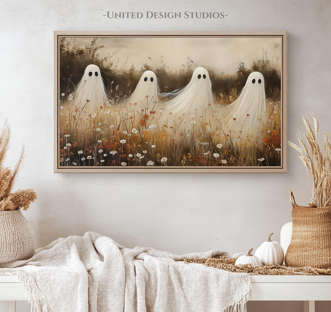 Halloween Ghosts in an Autumn Field Art Print - Image 4