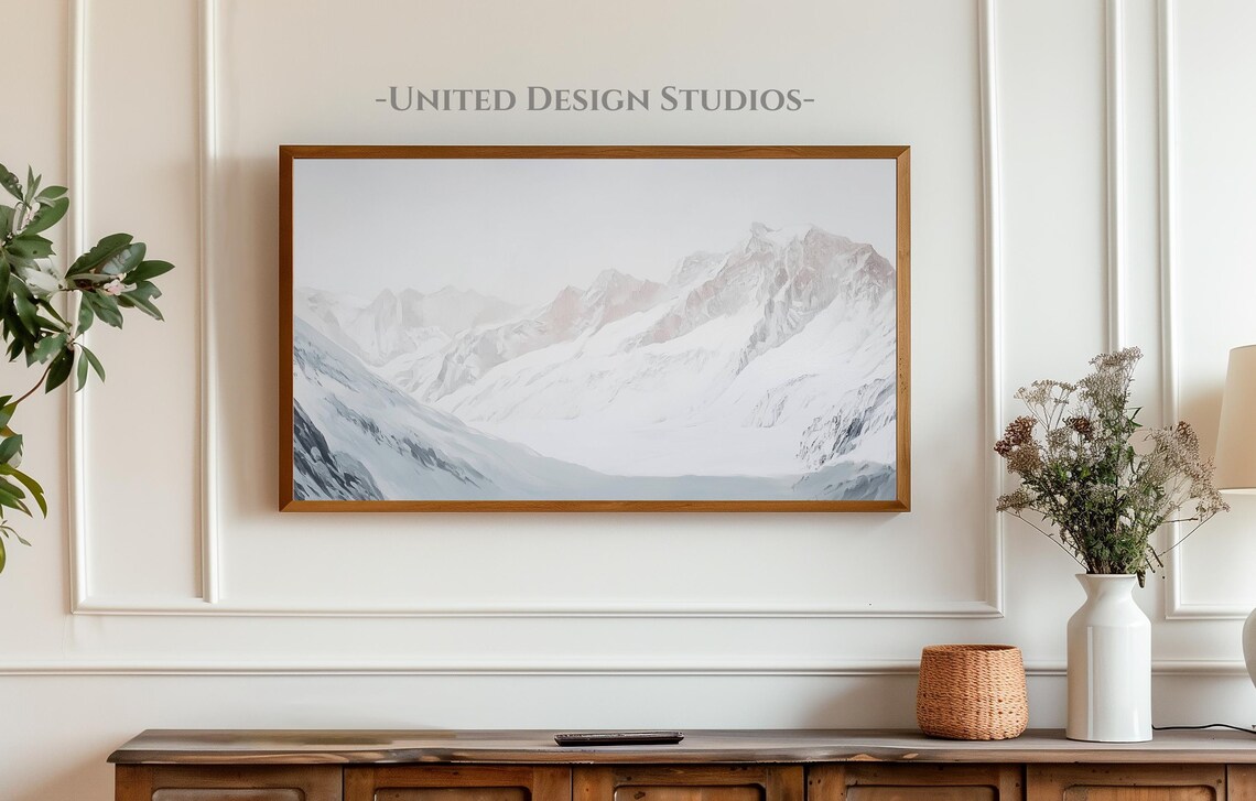 Winter Mountain Landscape Art Print, Holiday Theme - Image 4