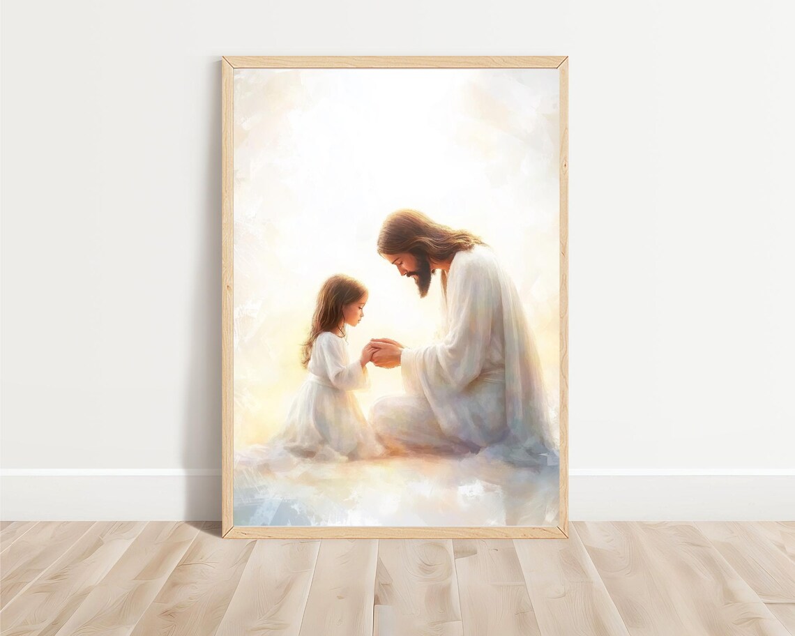 Jesus Christ With a Young Girl Christian Art Print - Image 3