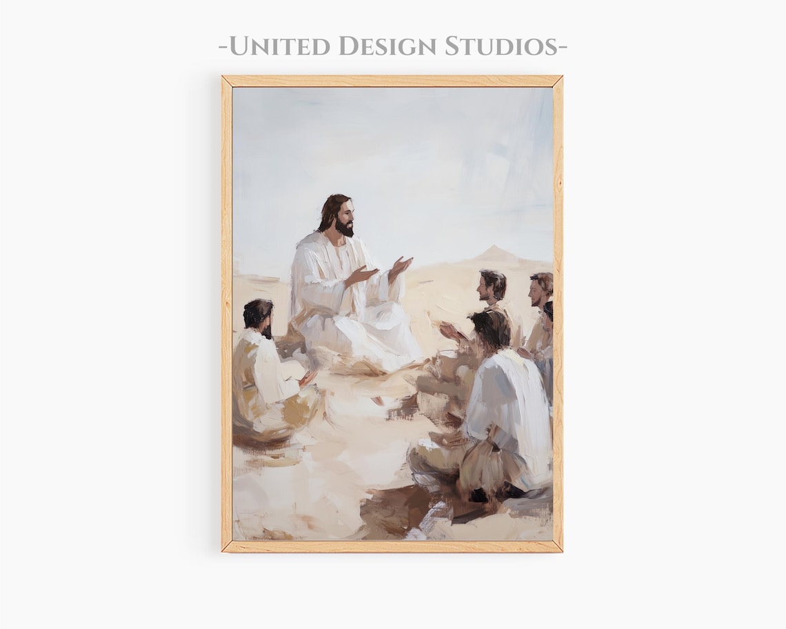 Jesus Teaching His Disciples, Christian Art Print