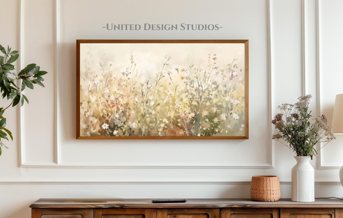 Soft Watercolor Wildflowers Beige Pink Spring Botanical Art Poster - Image 4