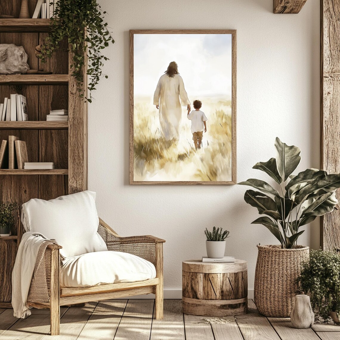 Jesus Walking With A Young Boy, Christian Art Print - Image 2