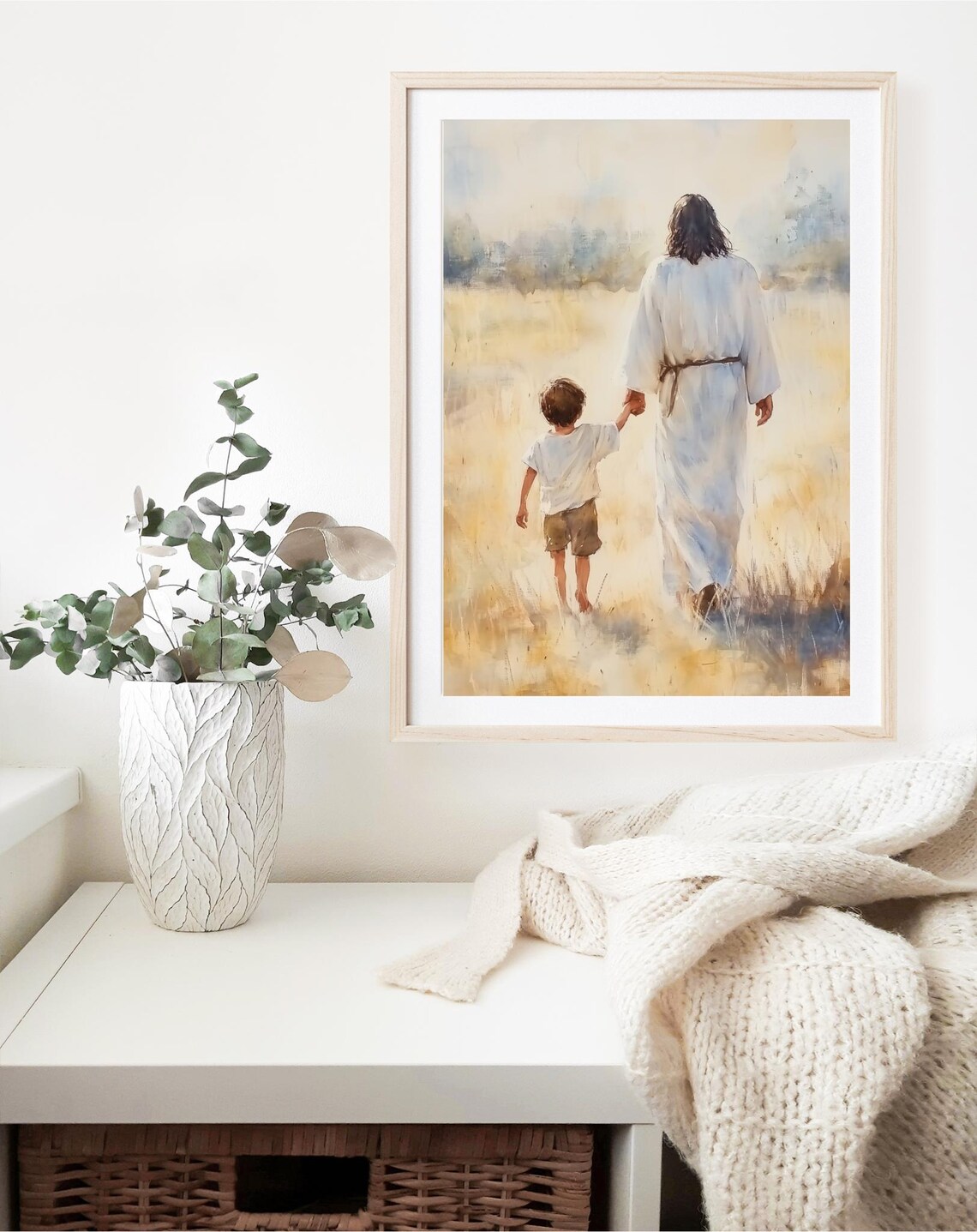 Jesus Holding Hand Of Little Boy Walking Through Golden Wheat Field Poster - Image 4