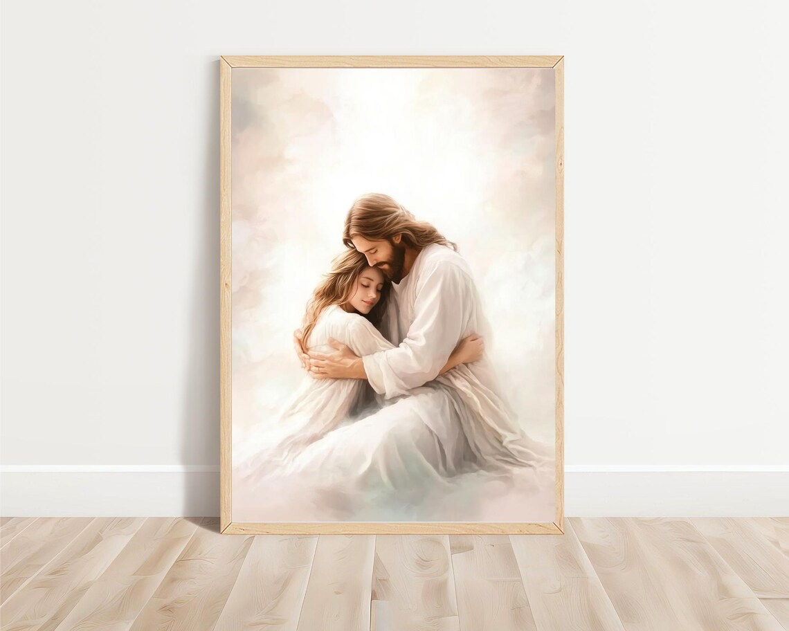 Comfort With Jesus Embracing Woman Christian Faith Painting Poster - Image 4