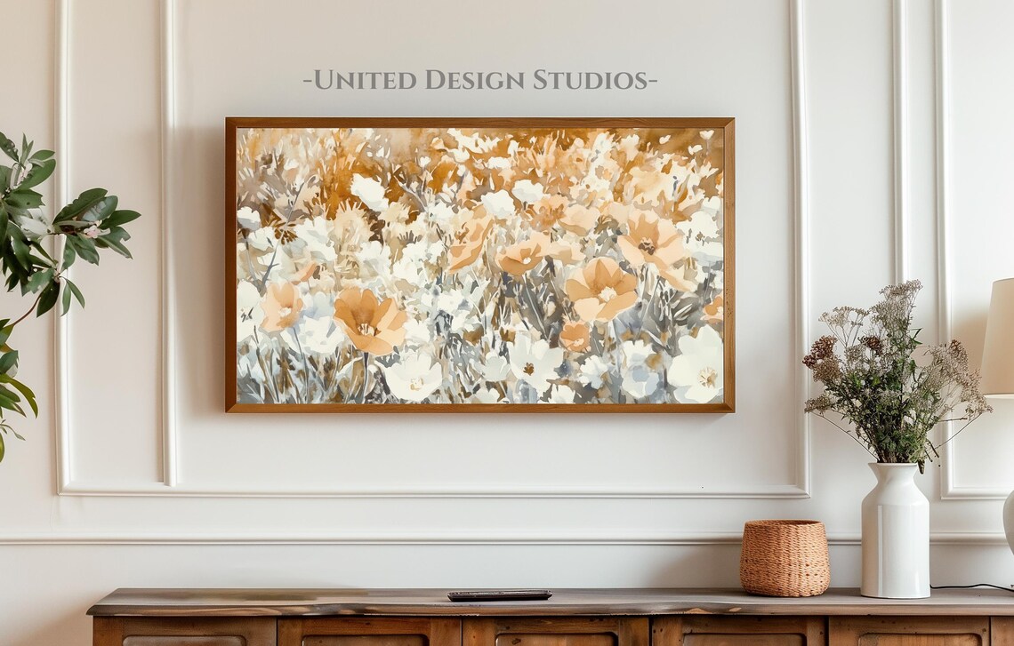 Fall Wildflowers Orange Gold Watercolor Painting Farmhouse Art Print - Image 3