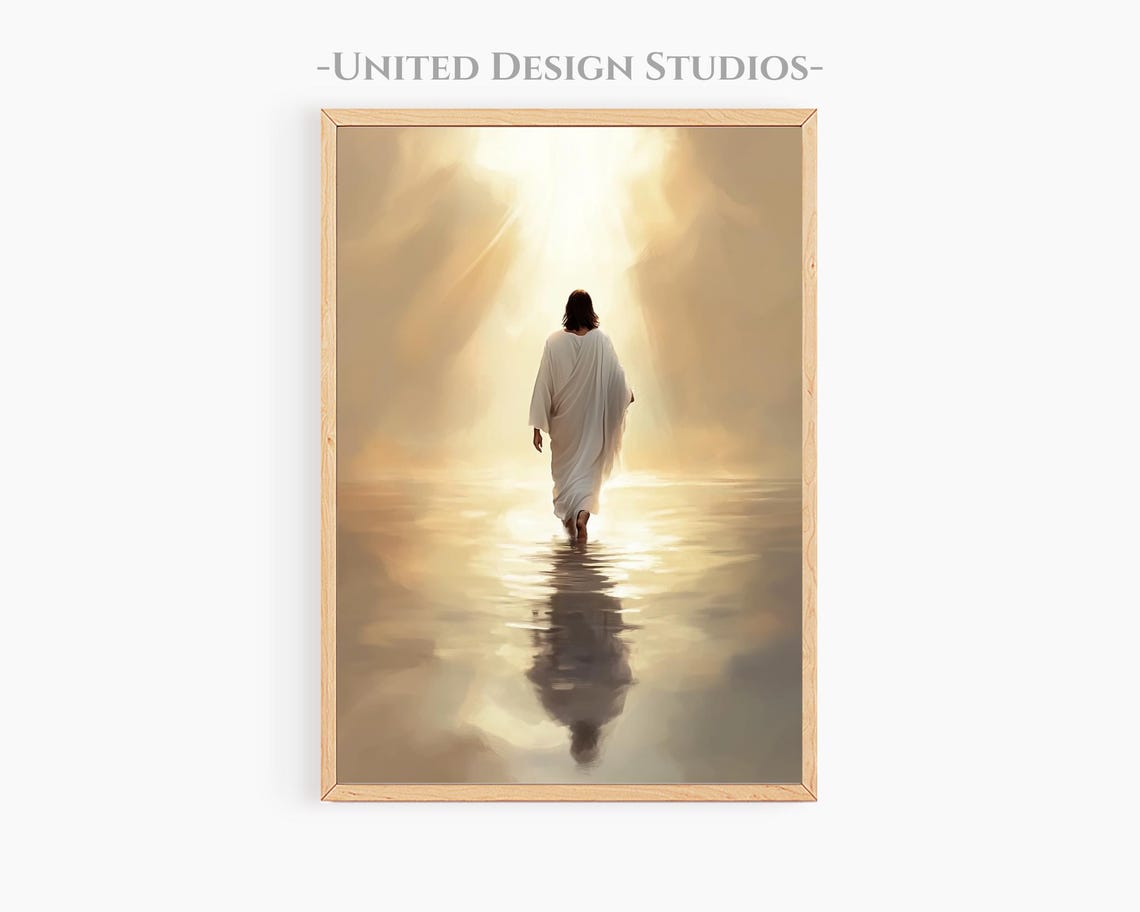 Jesus Walking On Water Toward Heaven Art Jesus Loves You Modern Christian Art Jesus Painting Jesus Art Jesus Christ Picture