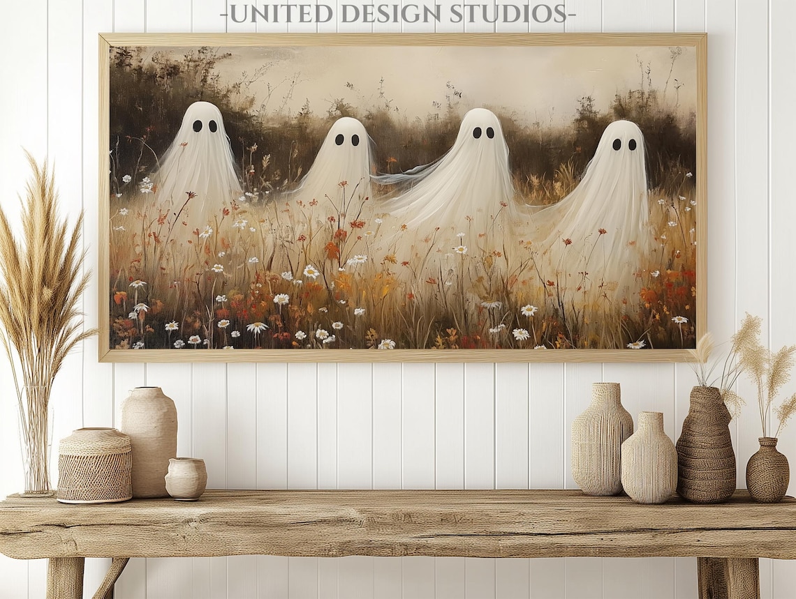 Halloween Ghosts in an Autumn Field Art Print - Image 2