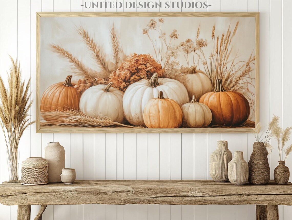 Pumpkins Oil Painting Art Print, Rustic Farmhouse - Image 2