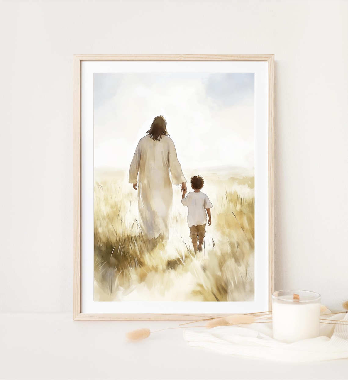 Jesus Walking With A Young Boy, Christian Art Print - Image 4