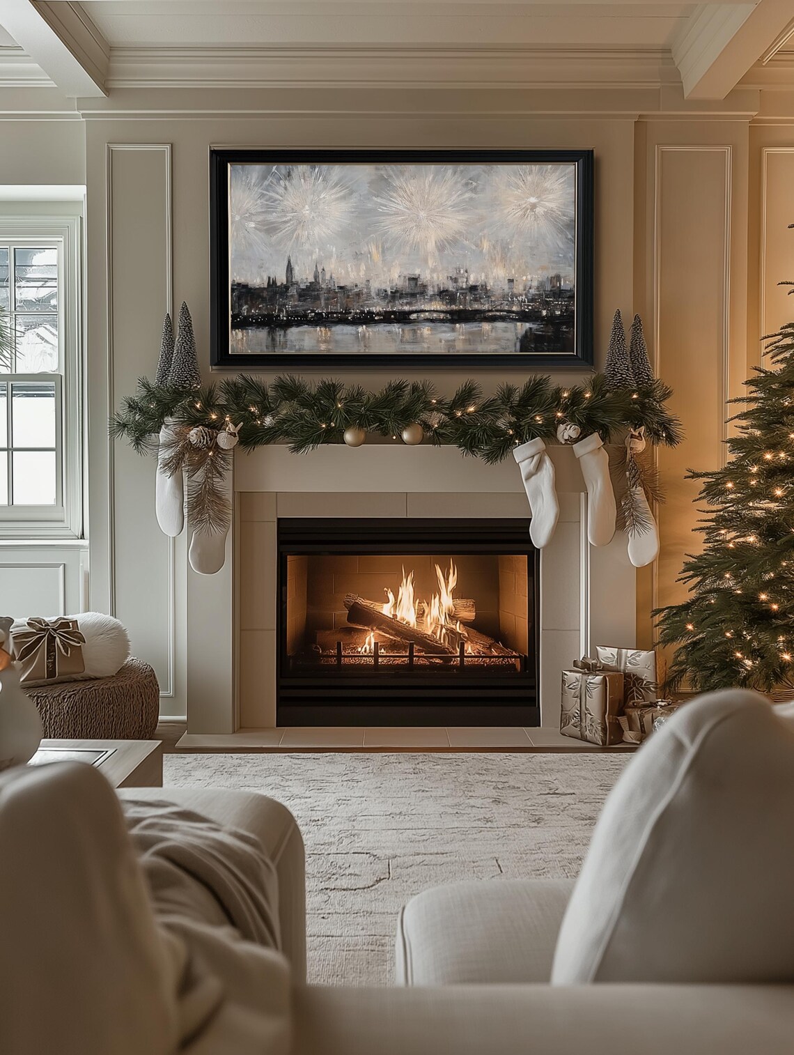 New Years Eve Fireworks Farmhouse Art Print - Image 2
