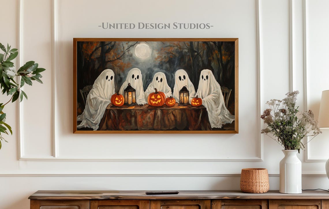 Halloween Ghost Pumpkin Fall Art Print - Image 4